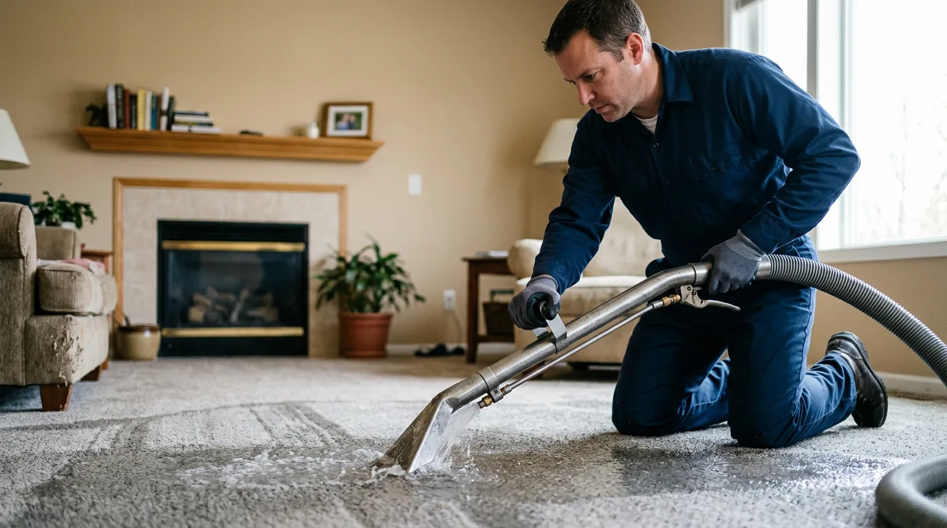 Water damage restoration technician working near Phillipsport, NY